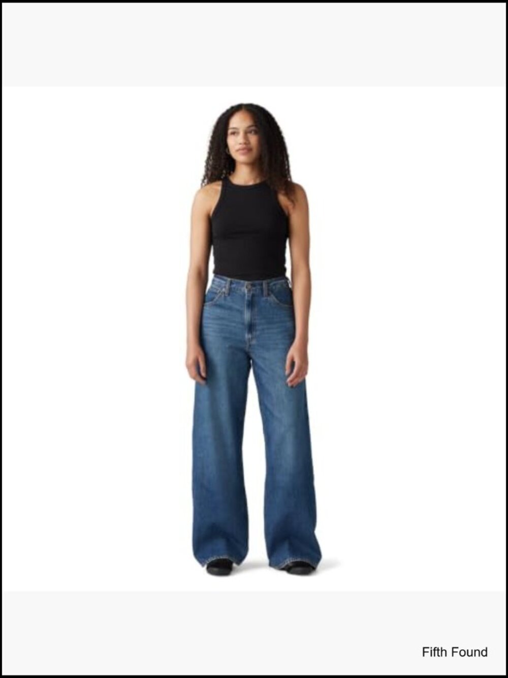 High Rise Baggy Jeans Straight Leg Cotton Non Stretch - Picture 2 of 6